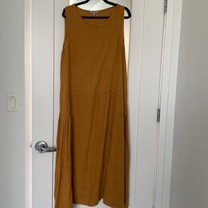 Mustard color linen dress